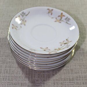 Set of 8 - Summit Fine China Japan Barbara, Porcelain 5.5" Saucers